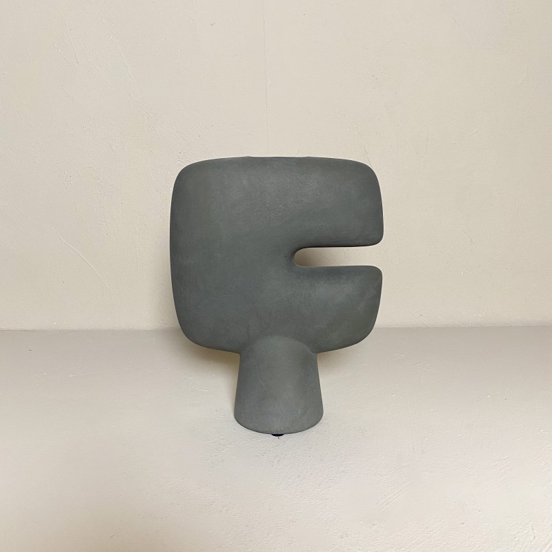Vase céramique TRIBAL mini, dark grey - 25x20xEp8cm