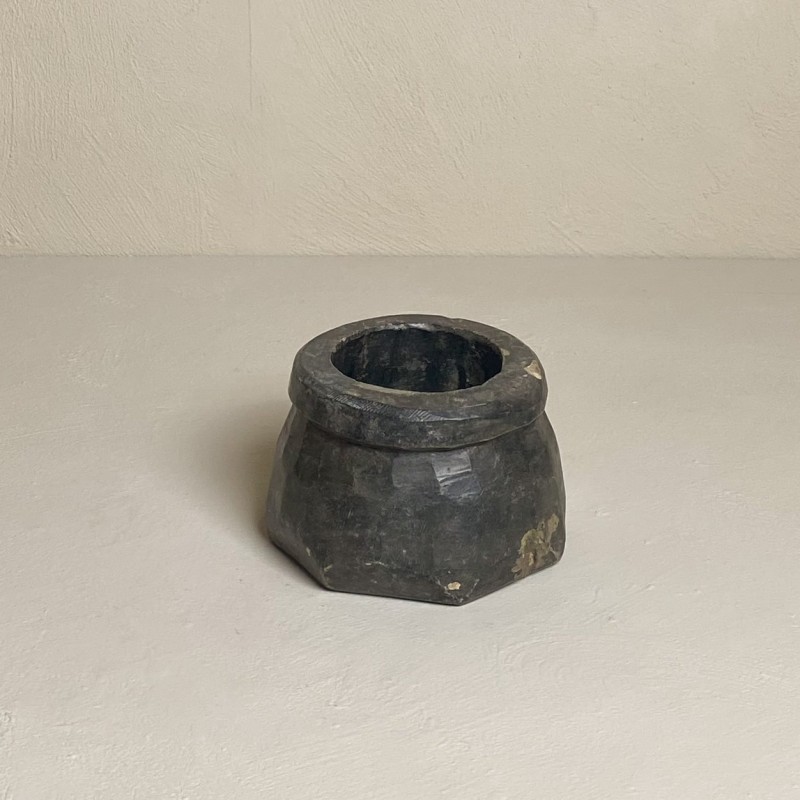 Pot en pierre à savon - ø15xH9cm - Inde